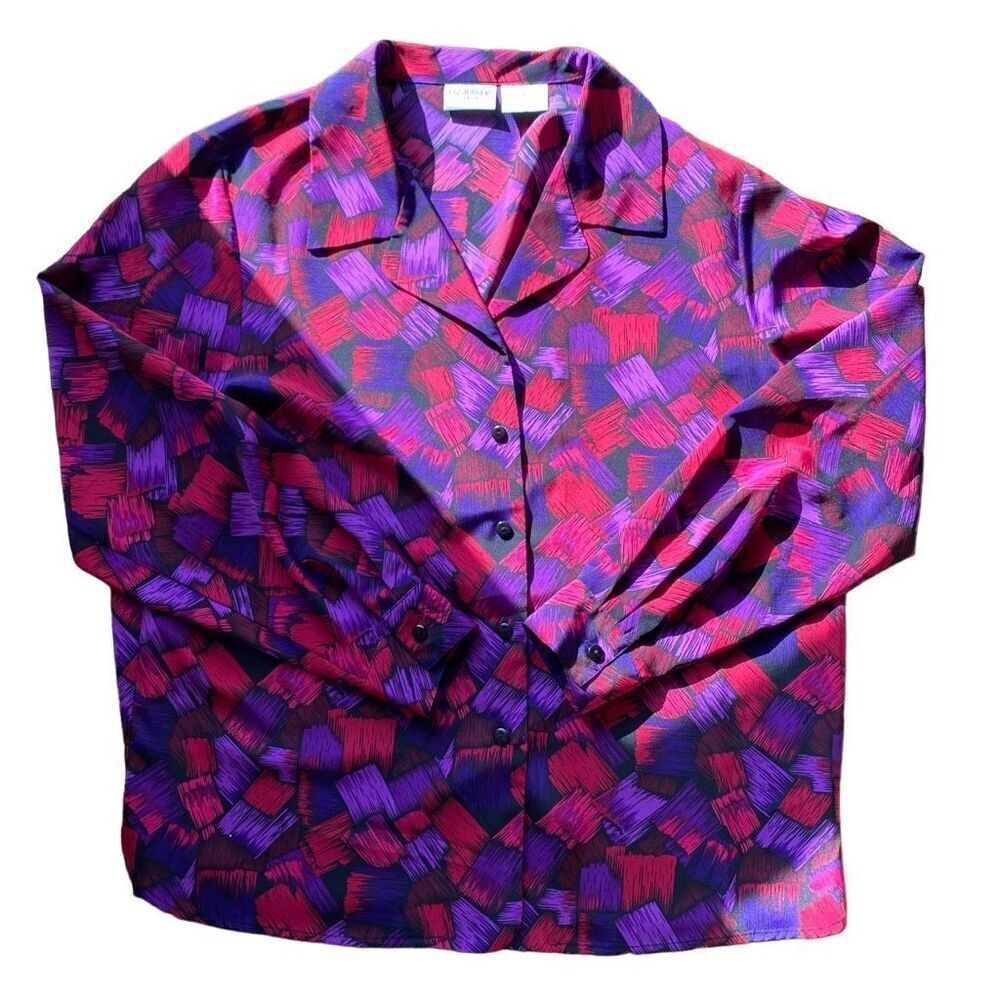 Vintage Pink & Purple Satin Patterned Button Down